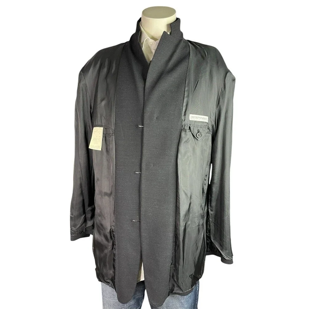 EMPORIO ARMANI Sport Coat Men 42R Black Textured Soft Stretch Tech Fabric Blazer